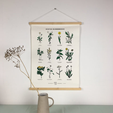 GENTSE BLOMMMEKES - zeefdruk incl. houten ophangsysteem